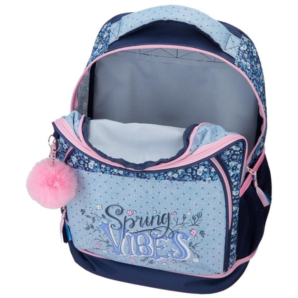 Ranac za školu 43cm sa točkićima Movom Spring Vibes blue 32629 - pogled 4