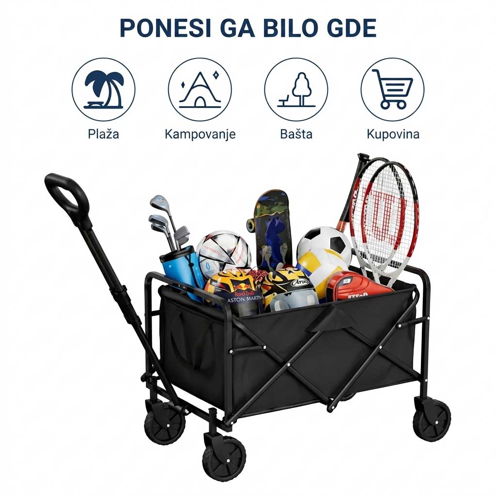 Sklopiva Kolica Za Šoping, kampovanje, Dvorište, Plažu - pogled 4