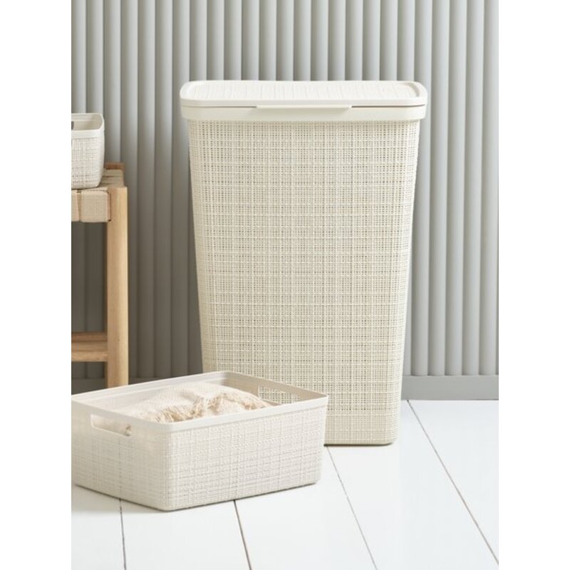 Korpa za odlaganje JUTE, plastika, 12 l, prljavo bela - pogled 4