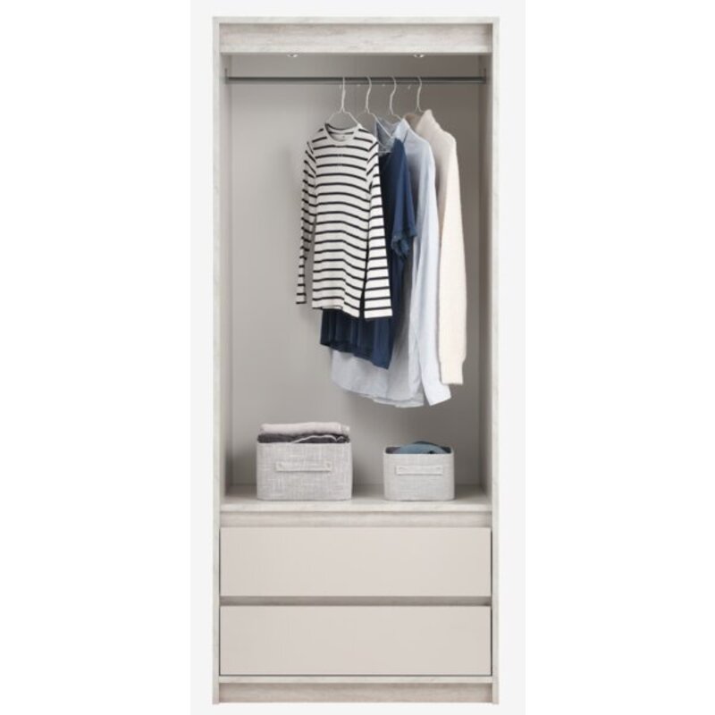Ormar BILLUND 80x193 cm, 2 vrata i 2 fioke, travertin/bež - pogled 4