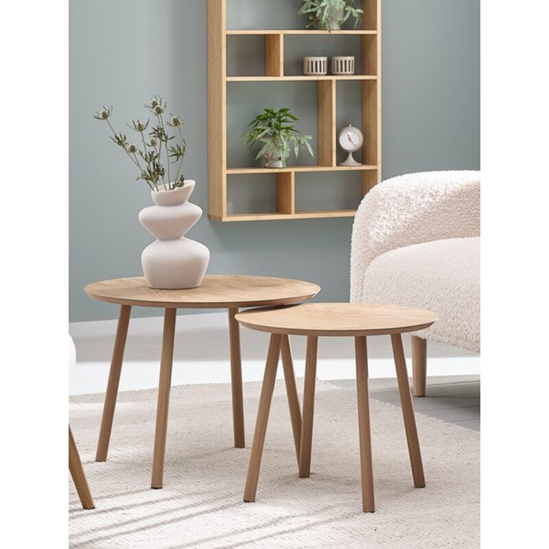 Set stočića MUNKEBO Ø55/Ø45 cm, natur hrast - pogled 4