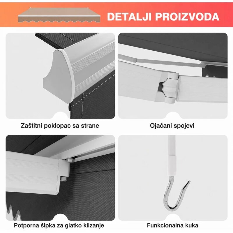 Montelux Solara Baštenska Tenda 300x250cm, Siva - pogled 4