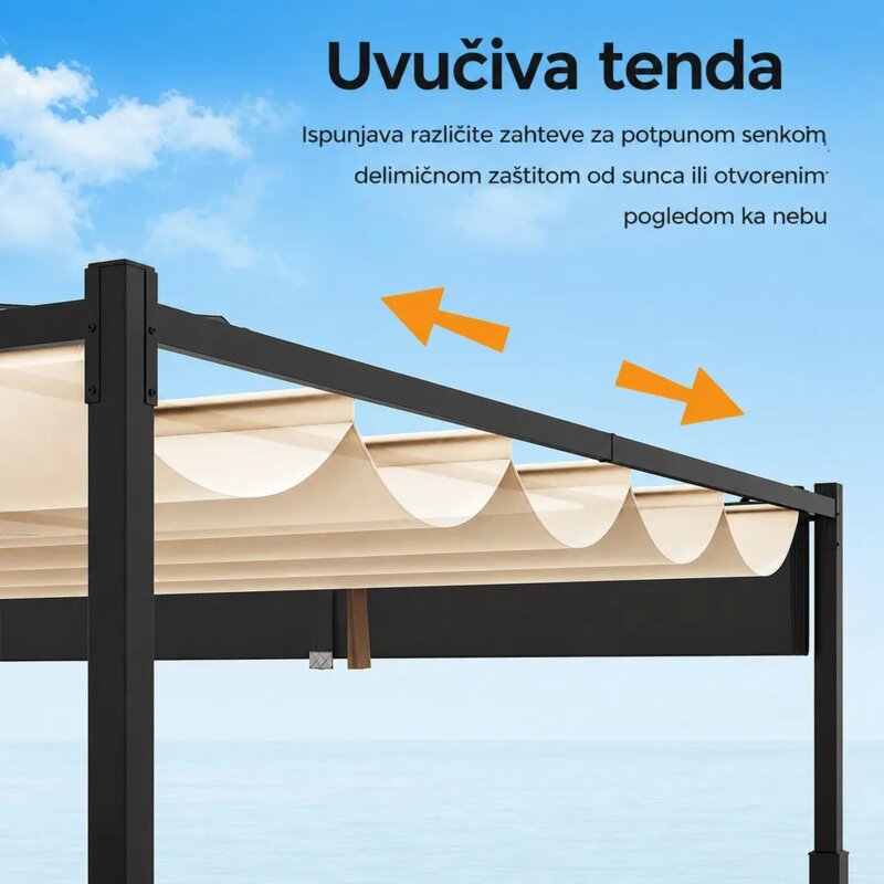 Venturo Prestige Pergola 3x3m Bež sa Čeličnom Konstrukcijom - pogled 4