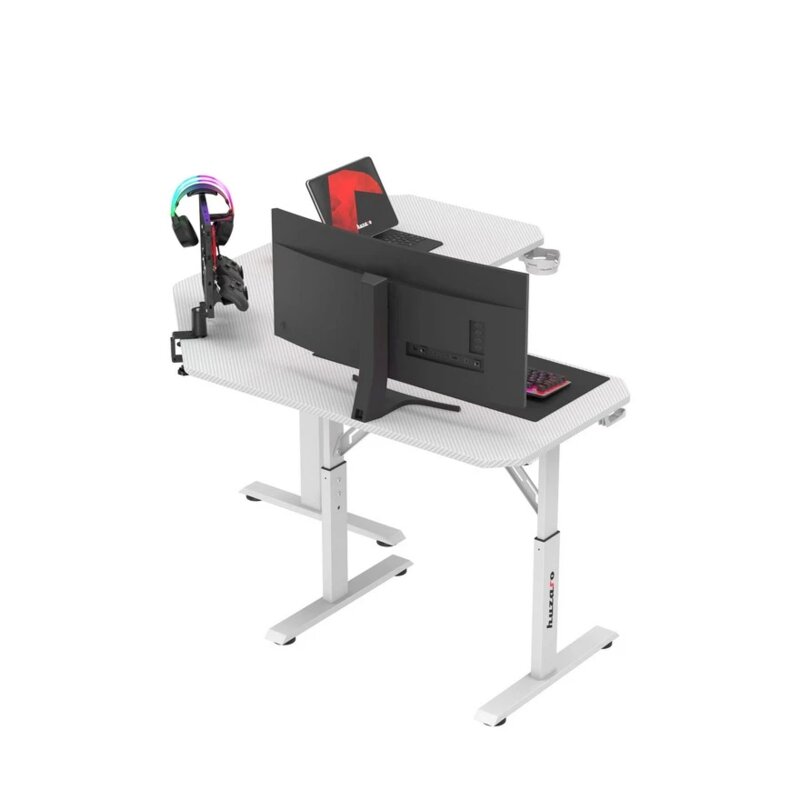 Huzaro Hero 7.3 Podesivi Gaming Sto 140x60cm, Beli - pogled 4