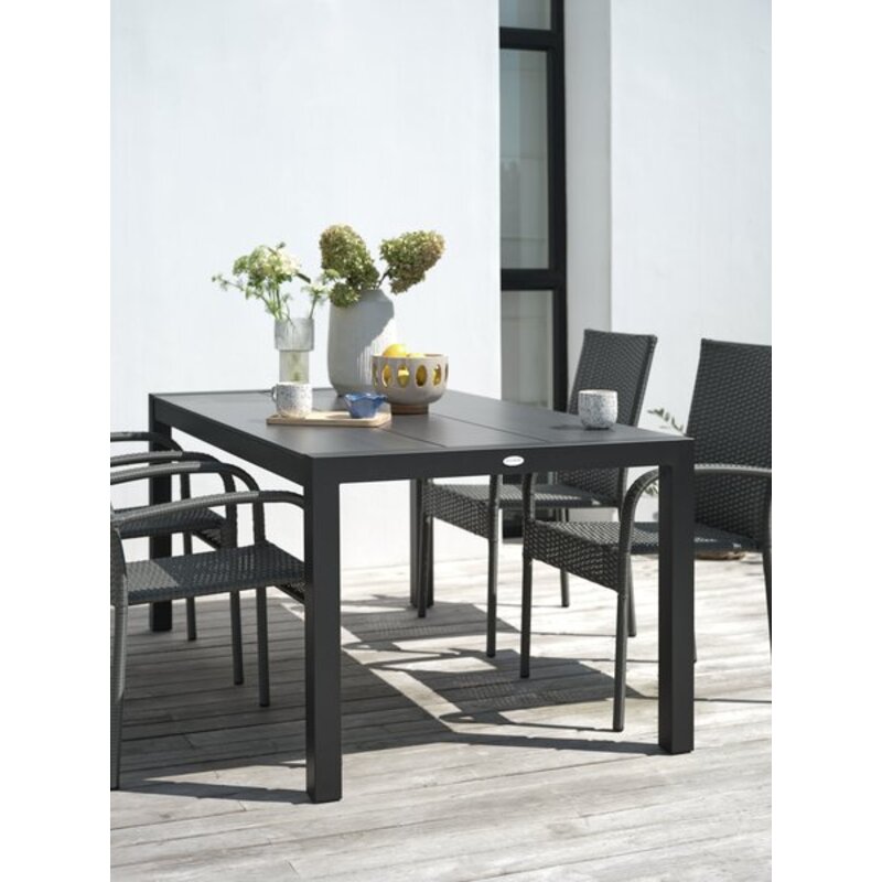Baštenski sto HAGEN 92x160 cm, sivi, DURAWOOD®/aluminijum - pogled 4