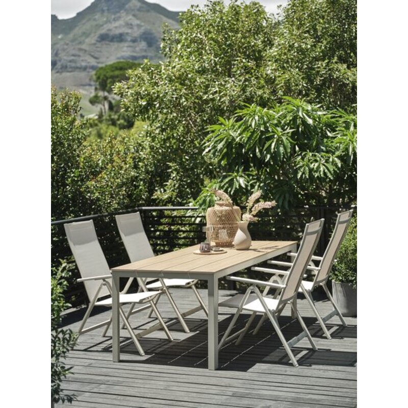 Baštenski sto MARIELYST 90x205 cm, aluminijum/veštačko drvo, bež - pogled 4