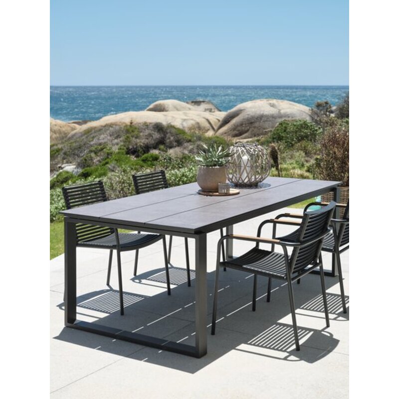 Baštenski sto SONNERUP 100x215 cm, siva - aluminijumski ram, DURAWOOD® ploča - pogled 4