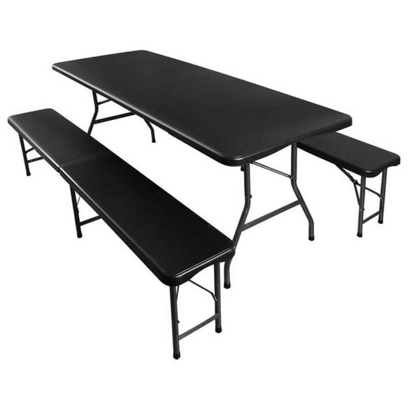 Gardlov Sklopivi Baštenski Sto sa Klupama 180cm, Crni - pogled 4