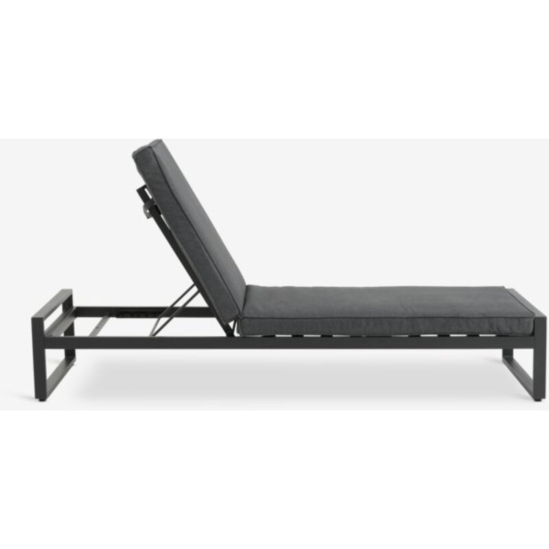 Baštenska ležaljka VONGE 75x210 cm, aluminijumski ram, brzosušeći jastuk, crna - pogled 4