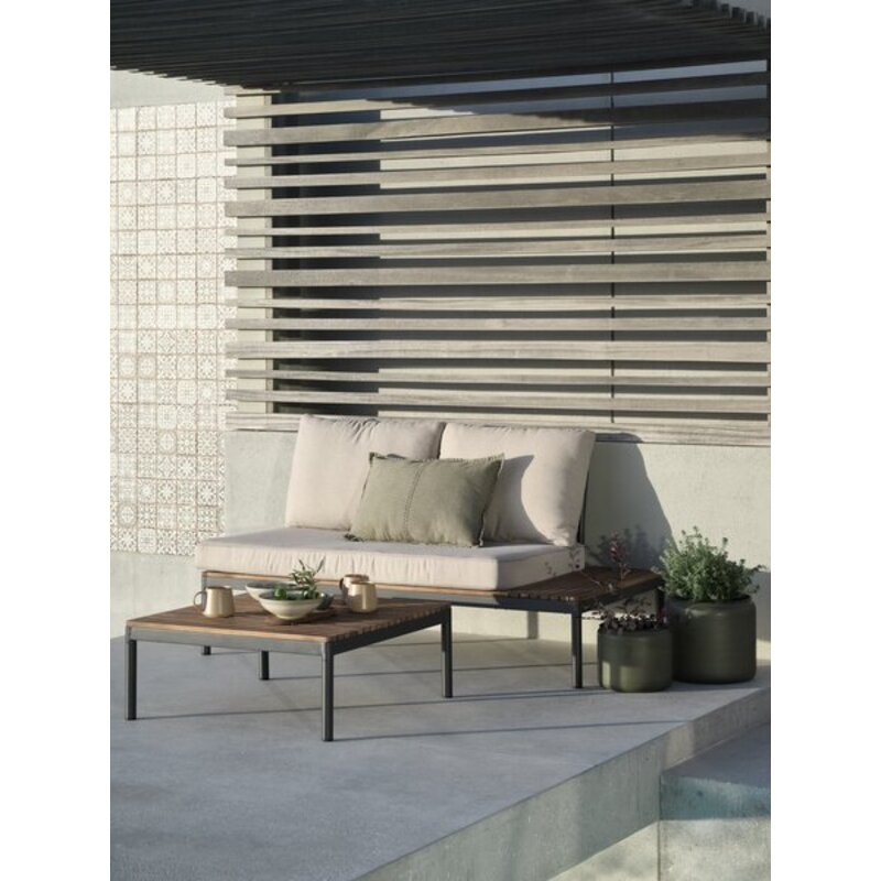 Lounge modul dvosed HOU, aluminijum i bagremovina, sa jastucima - pogled 4
