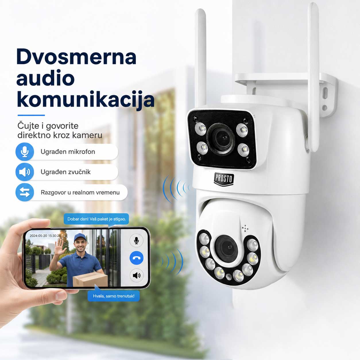 Wi-Fi sigurnosna kamera sa dva objektiva 2×3MP PTZ IR 20 m - pogled 4