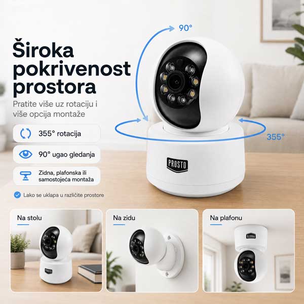 Wi-Fi sigurnosna kamera 3 MP 2,4/5 GHz PTZ IR 10 m - pogled 4