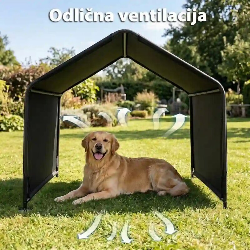 Domaro Nadstrešnica za pse sa vodootpornim krovom 132x116x107cm - pogled 4
