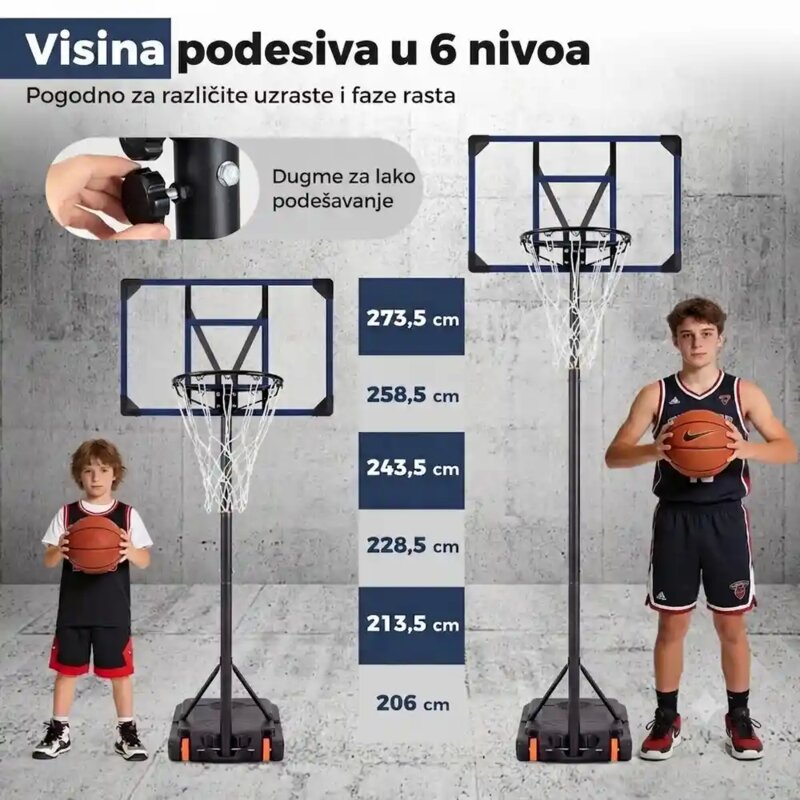 Sportivo Košarkaški koš sa podesivom visinom 206-273 cm - pogled 4