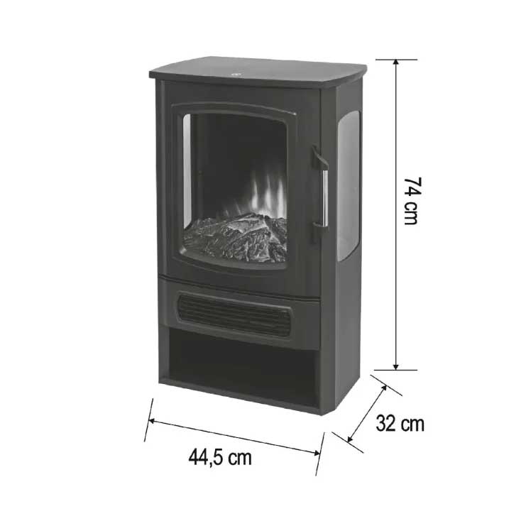 Električni kamin FKK26 2000W Samostojeći Crni - pogled 4