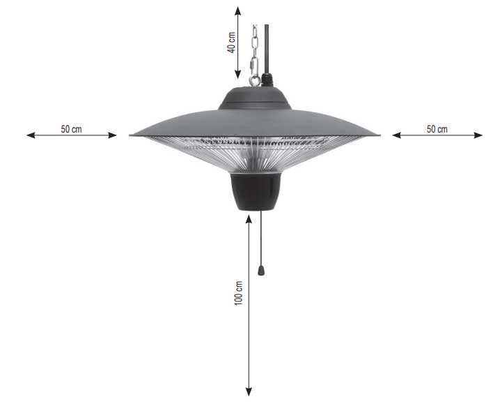 Viseća karbon grejalica za spoljni prostor Home FK262 1500W - pogled 4