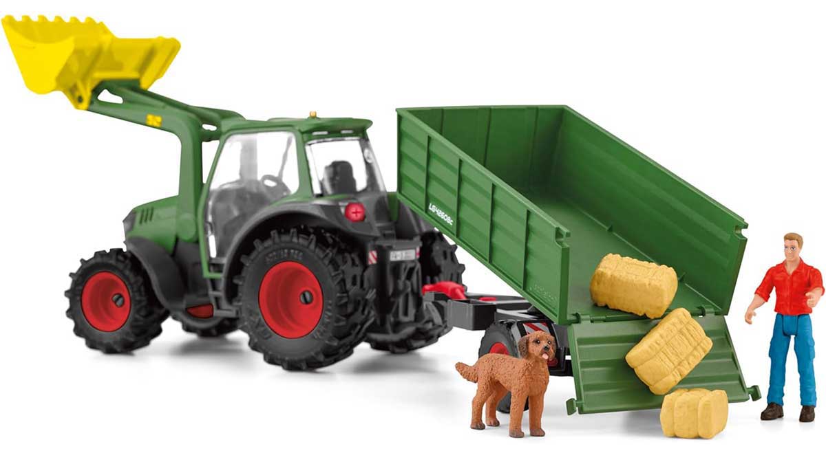 Traktor sa prikolicom i figure farmera i psa Schleich® 42608 - pogled 4