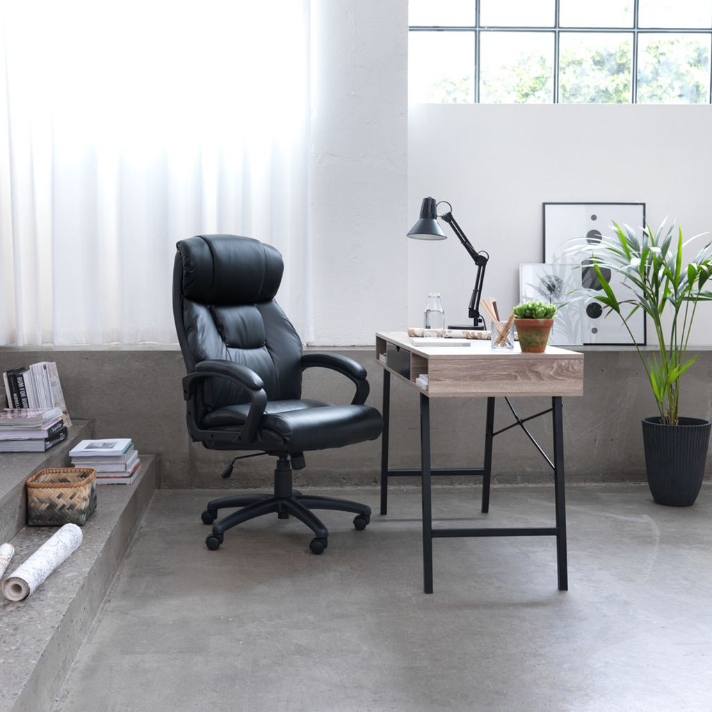 Kancelarijska radna stolica Rondo od crne veštačke kože - pogled 4