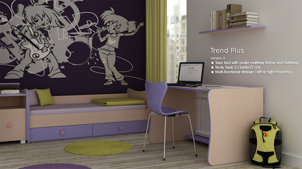 Lorelli Drveni krevetac Trend Plus White Violet - pogled 4