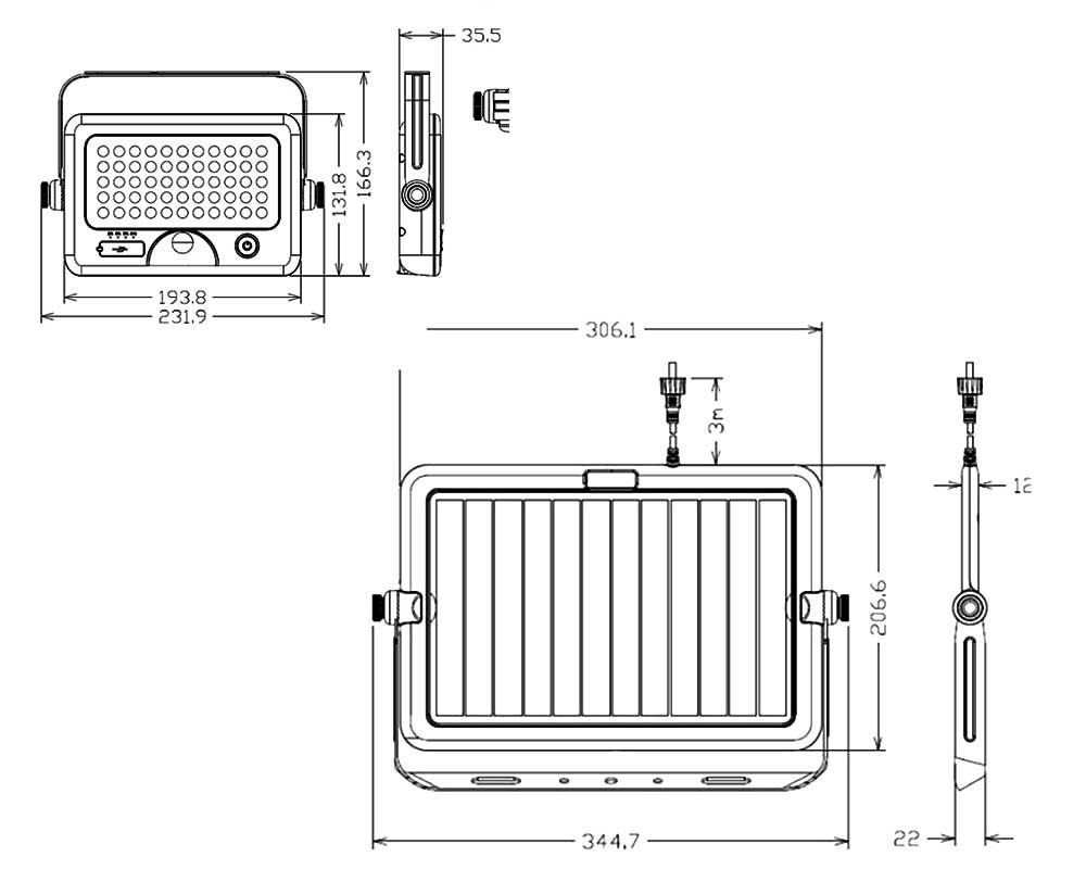 Solarni panel i LED reflektor sa PIR senzorom Elmark 98SOL302 1100lm 50W IP65 komplet - pogled 4