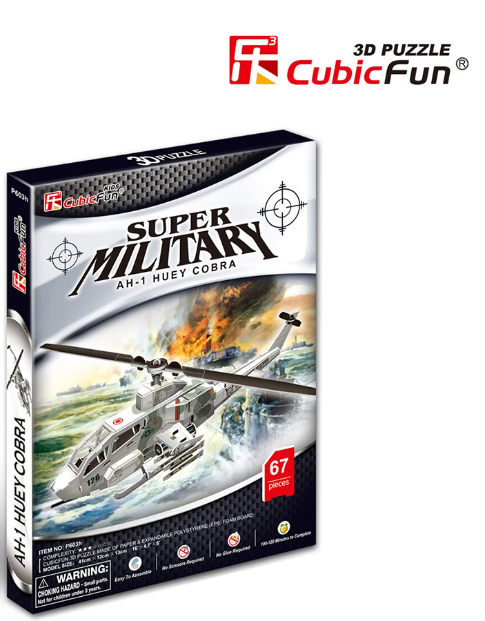 Ah-1 Huey Cobra Vojni Helikopter Maketa 3D Puzzle Cubic Fun 58100 - pogled 4