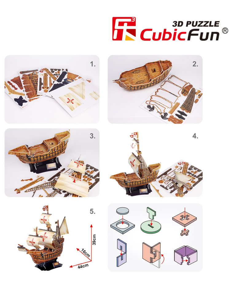 Santa Maria Maketa 3D Puzzle Cubic Fun P180 - pogled 4