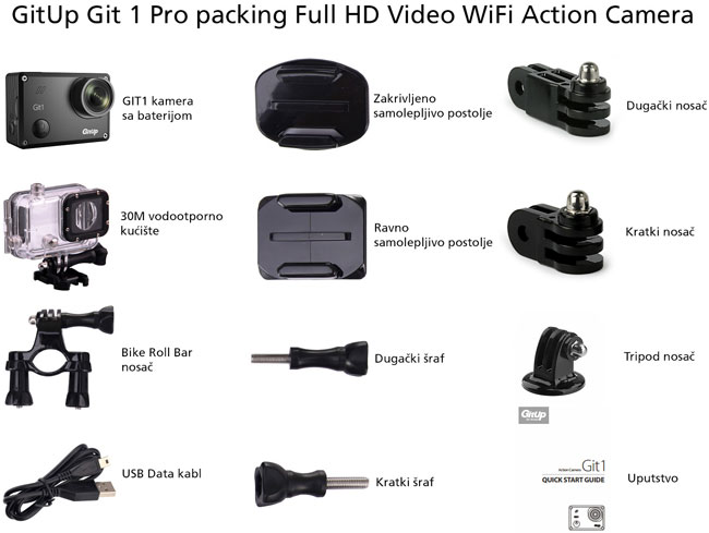 Akciona kamera GitUp Git 1 Pro packing Full HD Video WiFi 024705 - pogled 4