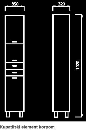 Kupatilski set Idevit Line sa umivaonikom, ogledalom i ormarom sa korpom - pogled 4