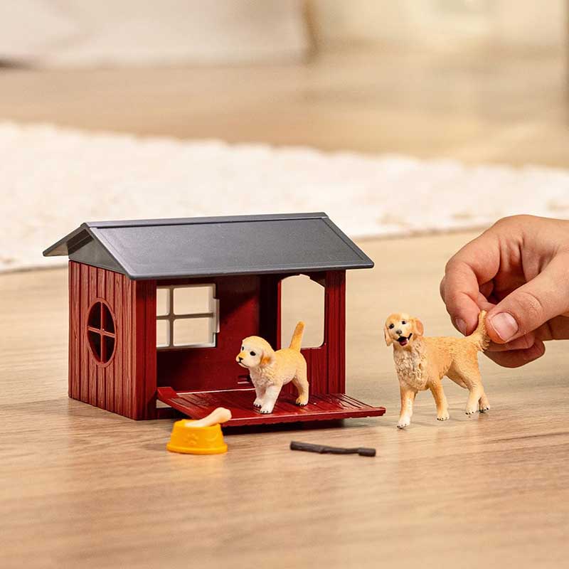 Schleich® Figurice Domaće životinje Zlatni retriveri i kućica za pse 42722 - pogled 4