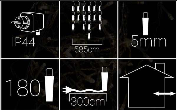Novogodišnje LED  Lampice 585x52 cm Za Spoljnu ili Unutrašnju Upotrebu IP44 - pogled 4