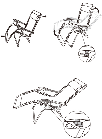 Stolica Ležaljka Camfold crna - pogled 4