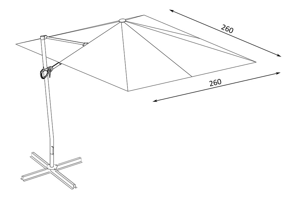 Zglobni Četvorougaoni Suncobran Martinique Bež - pogled 4