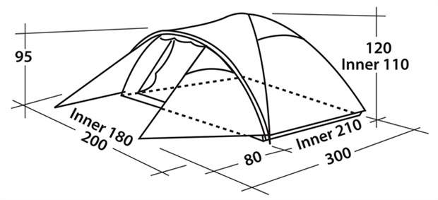 Šator za tri osobe Easy Camp Quasar 300 Orange 120193 - pogled 4