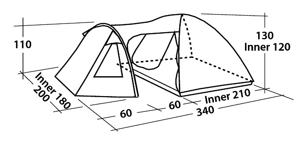 Šator za tri osobe Easy Camp Corona 300 Orange 120226 - pogled 4