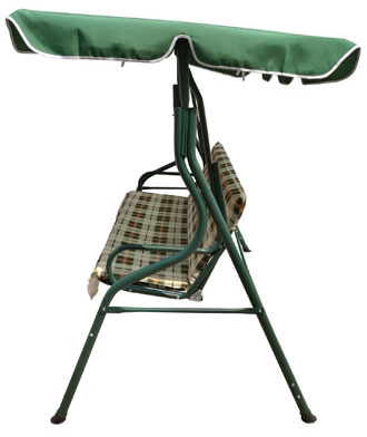 Baštenska Ljuljaška Trosed - Karirano Sedište i Naslon, Zelena Tenda - pogled 4