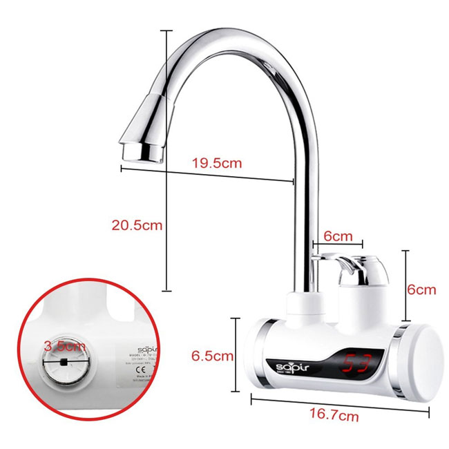 Sapir protočna nadgradna slavina sa ugrađenim grejačem vode SP-7100-HE 2122 - pogled 4