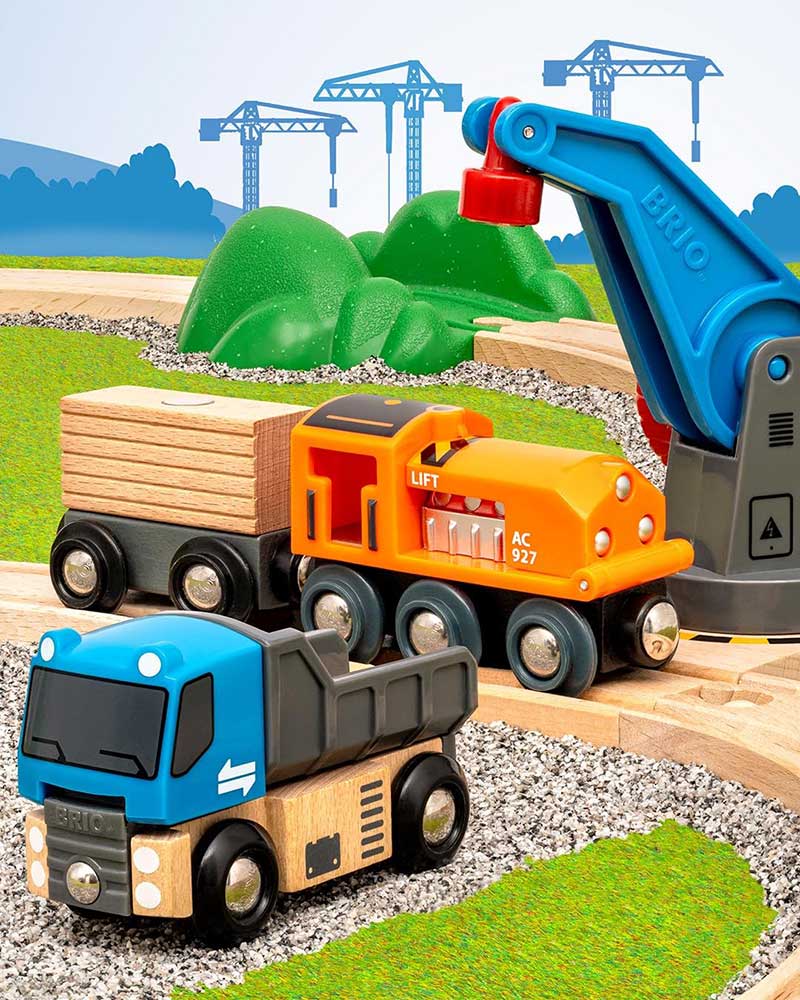 Pruga sa teretnim vozom i dizalicom za pretovar BRIO 36028 - pogled 4