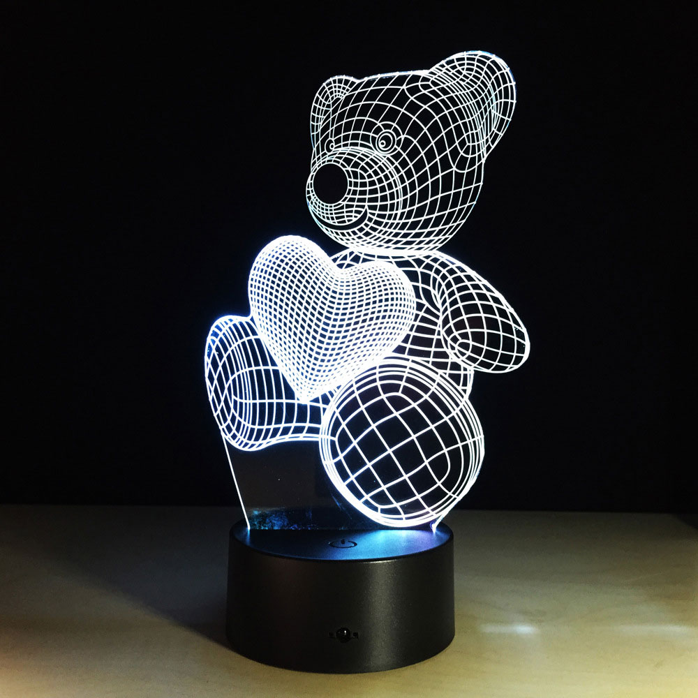 Noćna LED Lampa 3D Teddy bear - pogled 4