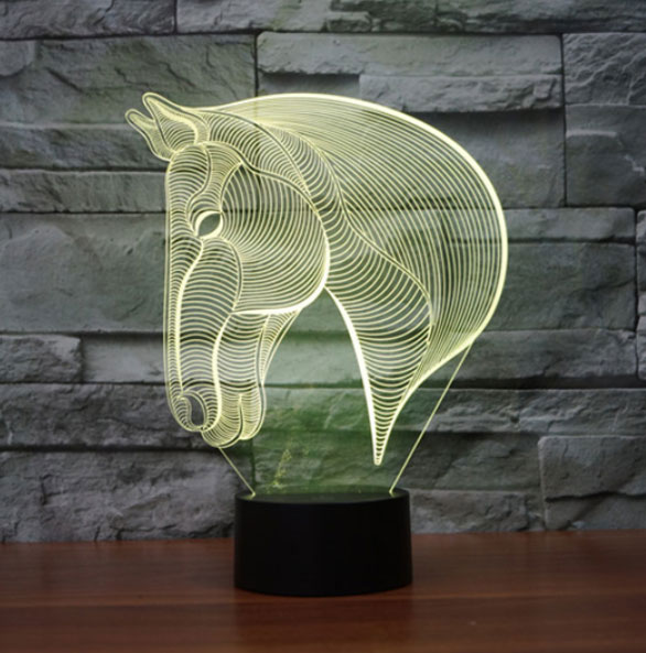 Black Cut 3D LED Lampa Horse Multicolor - 8 boja - pogled 4