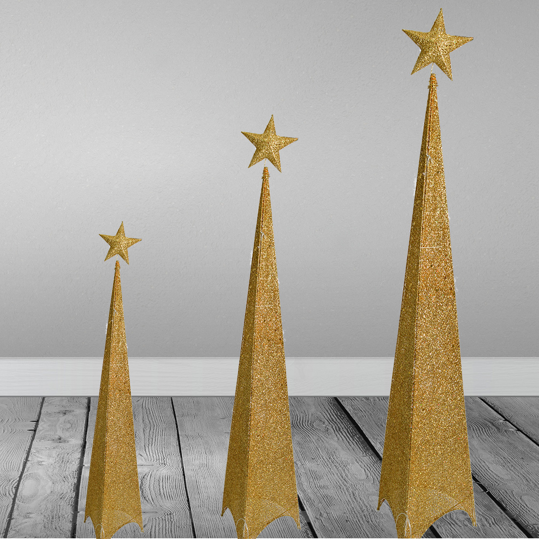Novogodišnja Svetleća Piramida - Jelka - Zlatna 180 cm - pogled 4