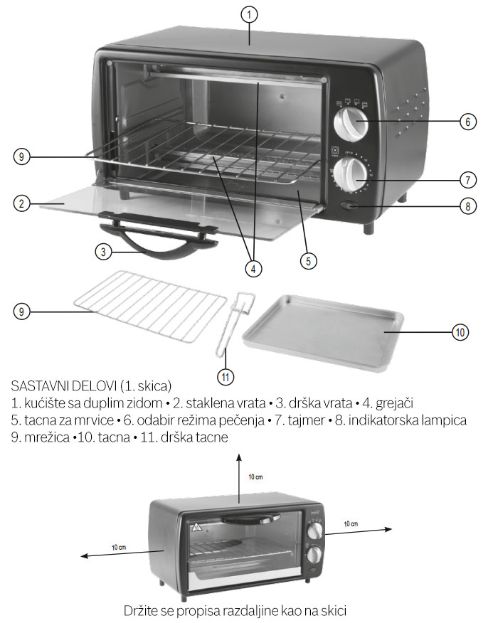 Mini rerna - pećnica sa tajmerom 800W HG-MS09 - pogled 4