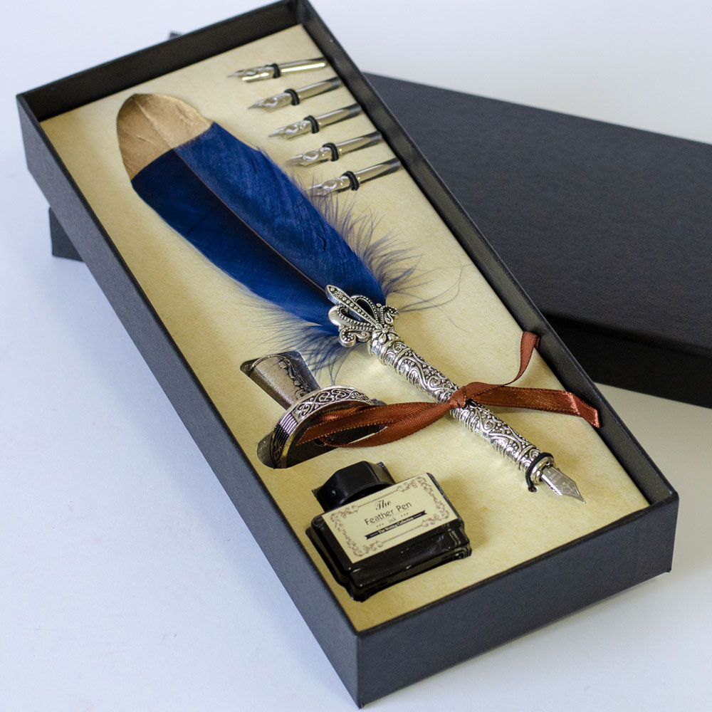 Set za kaligrafiju i pisanje Plavo Zlatno Pero - pogled 4