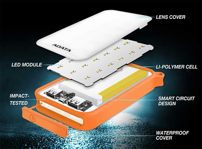 Adata Power Bank eksterna baterija sa LED osvetljenjem 8000 mAh AD8000L-5V-CBL - pogled 4