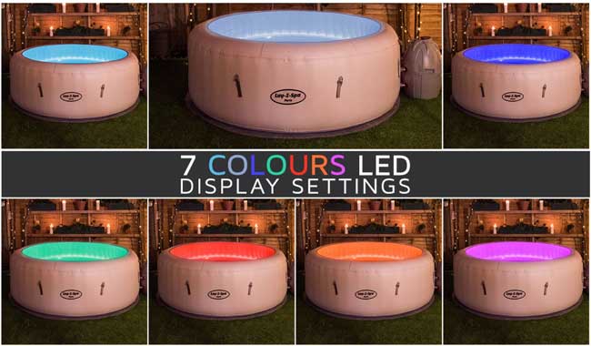 Jacuzzi sa LED osvetljenjem u 7 boja i grejačem Bestway Lay-Z-Spa Paris - pogled 4