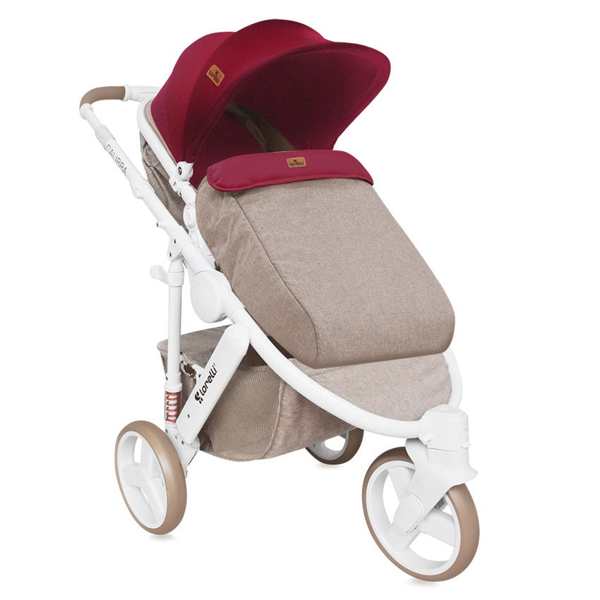 LORELLI Kolica za bebe CALIBRA3 Set 2 u 1 Beige and Red - pogled 4