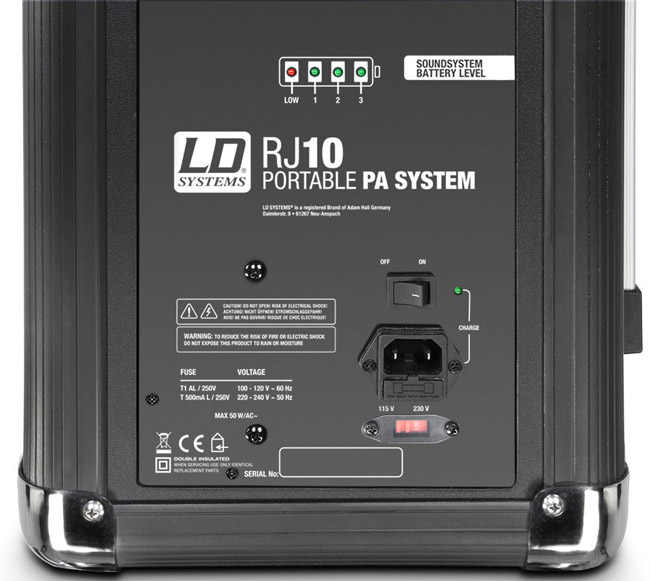 LD Systems Roadjack 10 portabl aktivni razglasni sistem sa punjivom baterijom i ugrađenom miksetom - pogled 4