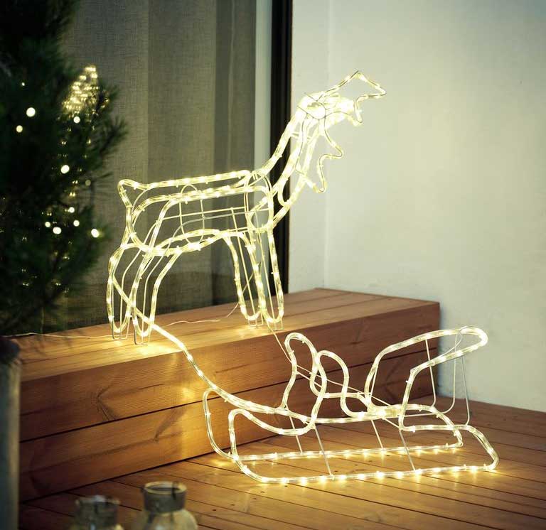 Novogodišnji svetleći irvas sa sankama 145cm - pogled 4