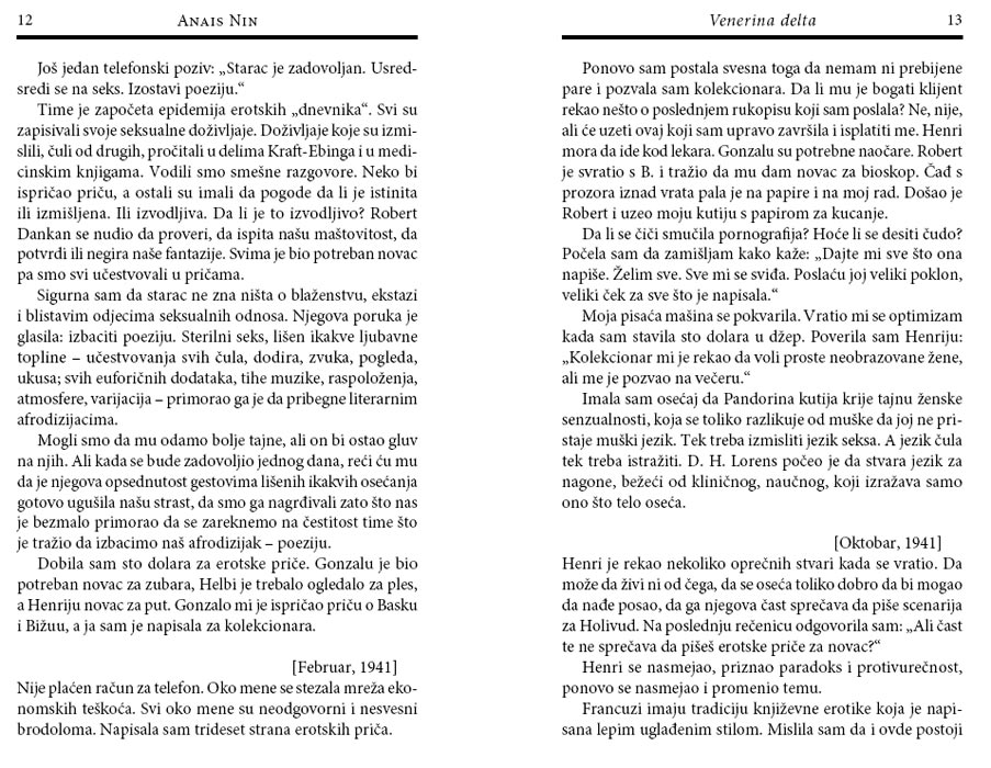 Venerina Delta, Anais Nin - pogled 4