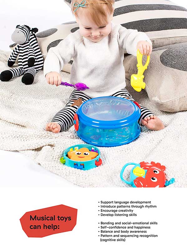 KIDS II Baby Einstein Igračka BUBANJ, DAIRE I MARAKE Music of The Seas Drum Set - pogled 4