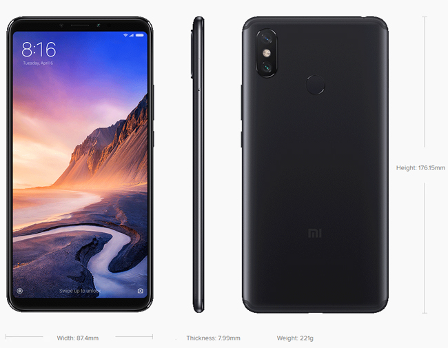 Mobilni telefon Xiaomi Mi Max 3 4/64GB Black Dual SIM - pogled 4